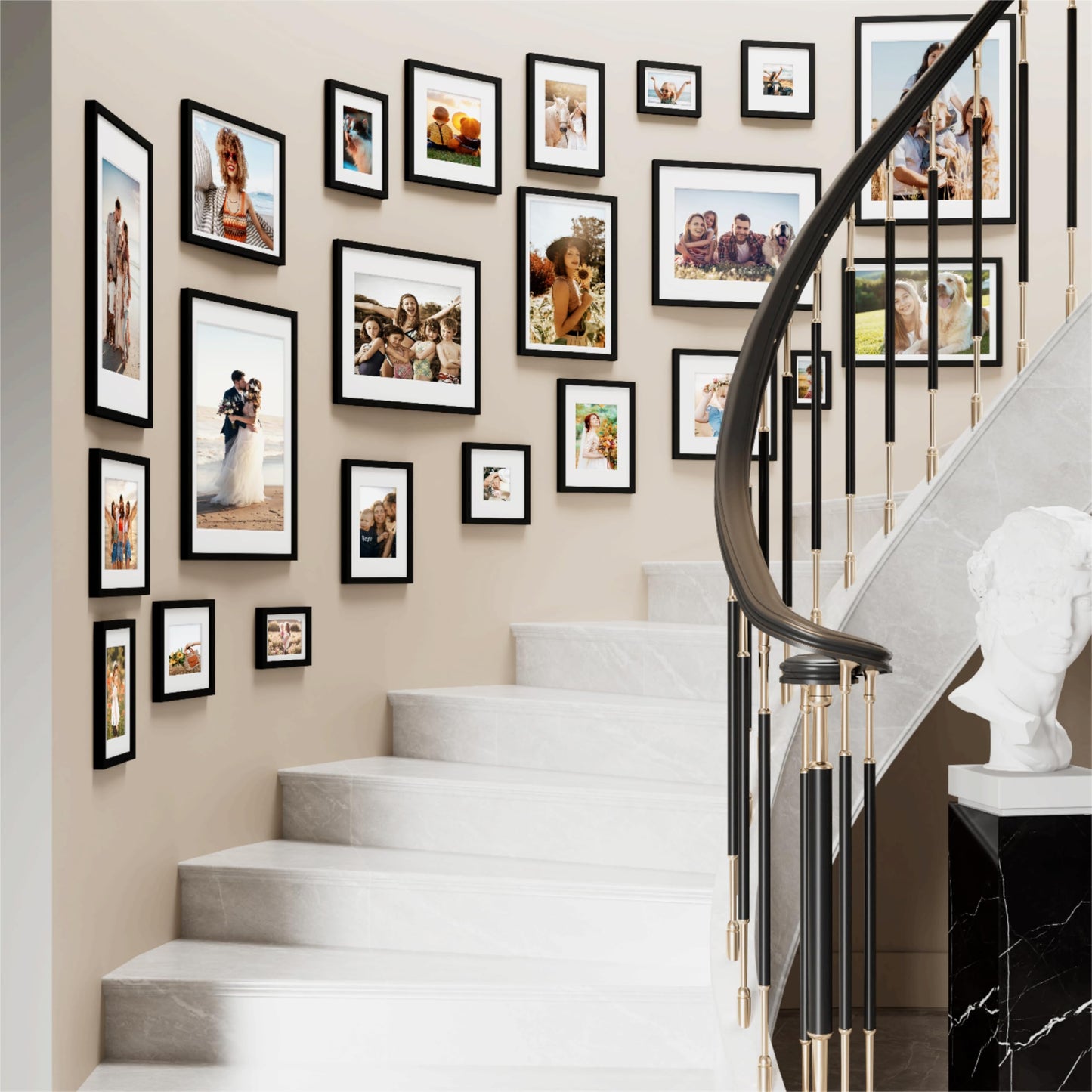 8x10 Picture Frame, Display Pictures 5x7 with Mat or 8x10 without Mat, Black Engineered Wood Photo Frame with Plexiglass for Wall & Tabletop Display, Picture Frames 8x10 Set of 1