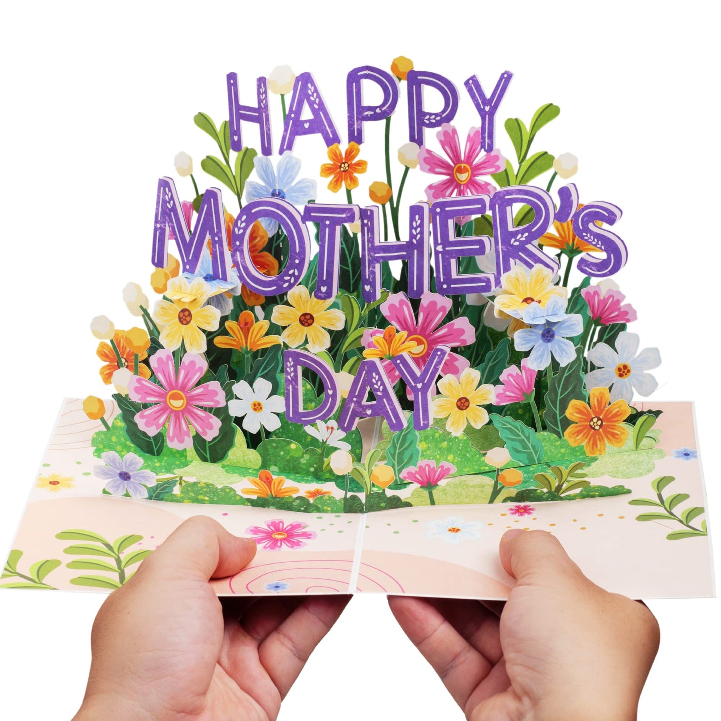 Paper Love Frndly 3D Pop Up Happy Mothers Day Card, Handcrafted - 100% Recycled and Eco-Friendly, 8" x 6" Cover - with Note Tag