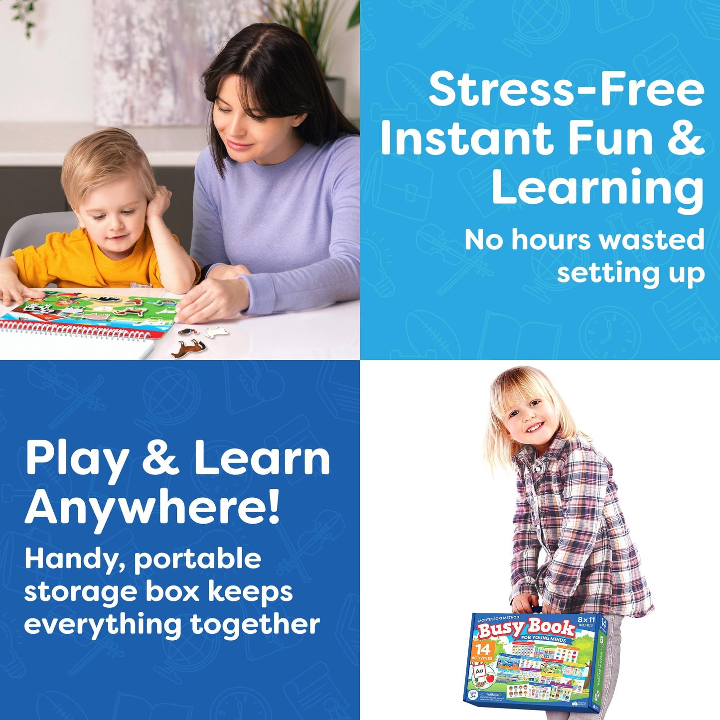 Montessori Preschool Busy Book For Toddlers Ages 3 And Up - Preassembled - Preschool Learning Activities Homeschool Montessori Toys - Gifts For 3 Year Old Boys - 4 Year Old Girl Birthday Gifts