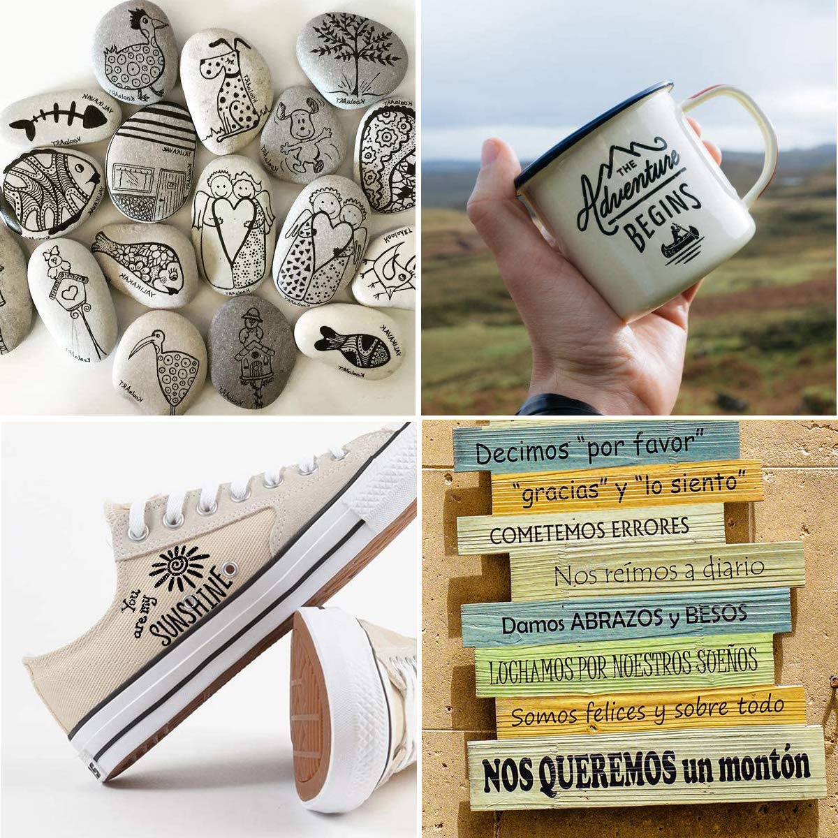 Black Paint Markers Pens - Single color 6 Pack Permanent Oil Based Paint Pen, Medium Tip, Quick Dry and Waterproof Marker for Rock, Wood, Fabric, Plastic, Canvas, Glass, Mugs, Canvas, Glass