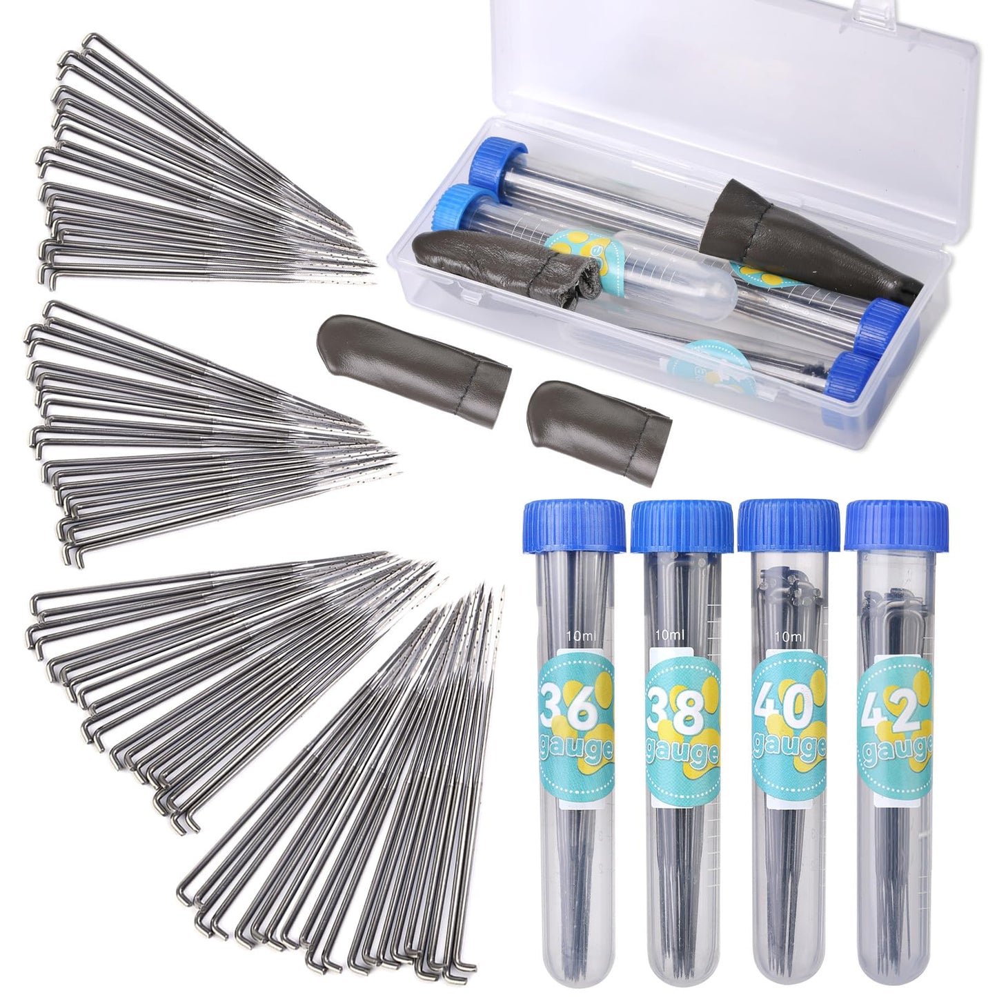 80PCS Needle Felting Needles, 4 Sizes Wool Felting Needles, Needle Felting Tools Supplies Kit with Felting Needles Fingercots Storage Box for DIY Wool Felting Crafts