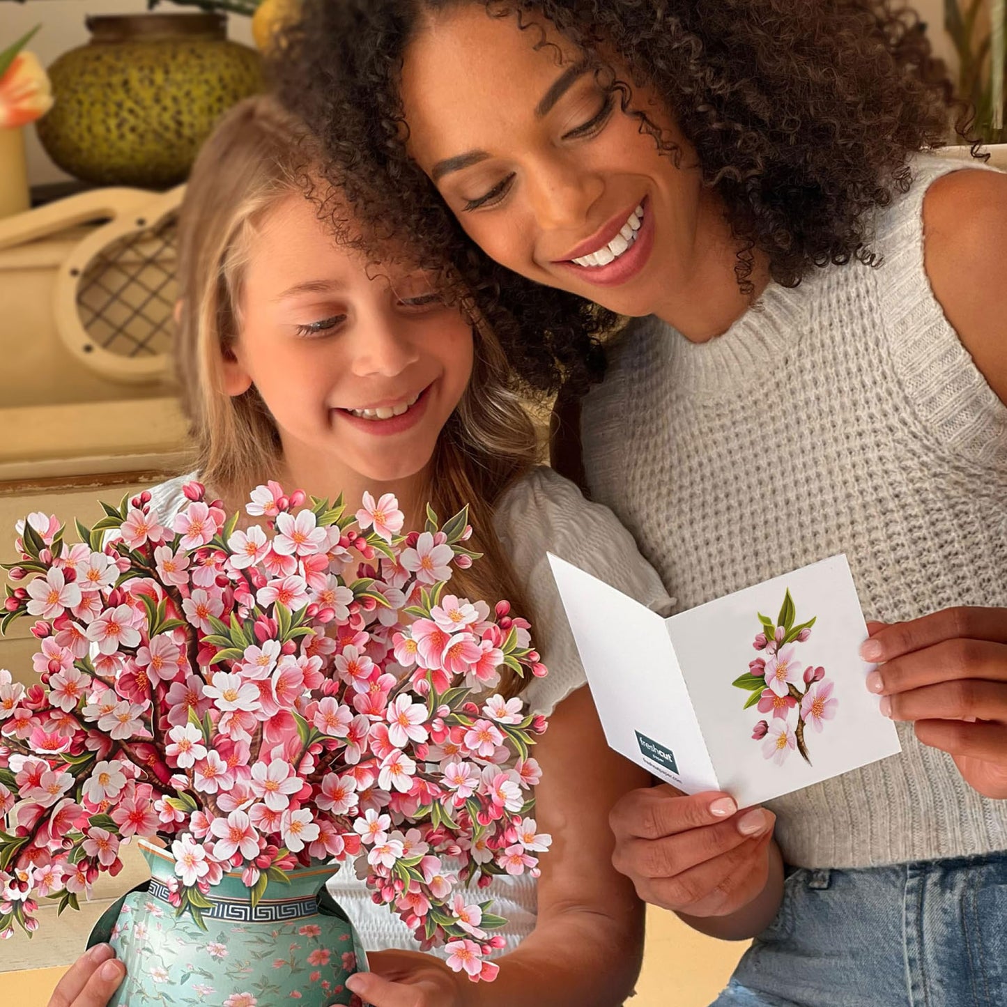 Freshcut Paper Japanese Cherry Blossoms 12 Inch Life-Sized 3D Pop Up Card – Greeting Card, Birthday, Mothers Day, Thank You, Gifts for Mom and Her – Includes Notecard and Envelope