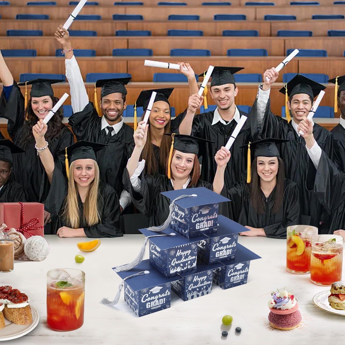 COTOPHER 36 Pack Mini Graduation Cap Gift Boxes with Tassel, Class of 2026 Graduation Candy Boxes Centerpieces for Tables Party Decorations, Small Treat Chocolate Box Graduate Favors Supplies