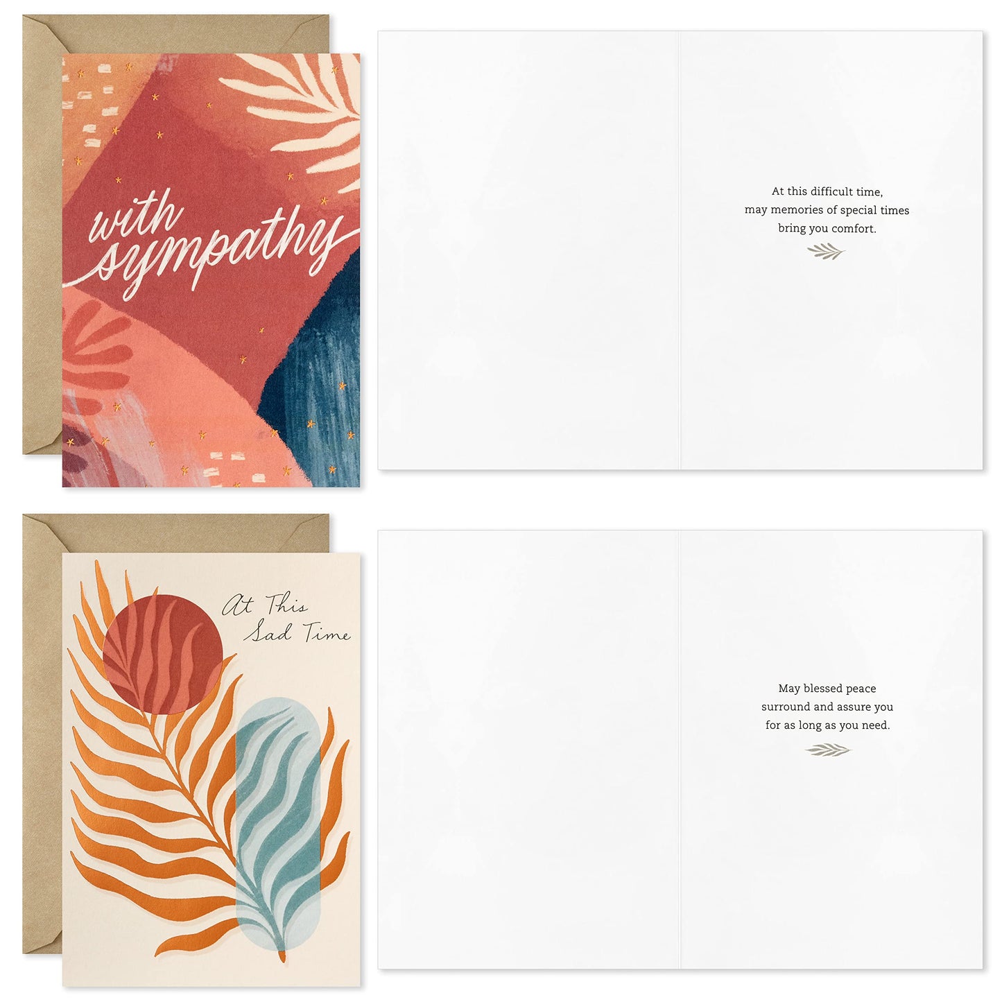 Sympathy Cards Assortment, Painted Palms (16 Assorted Thinking of You Cards with Envelopes)