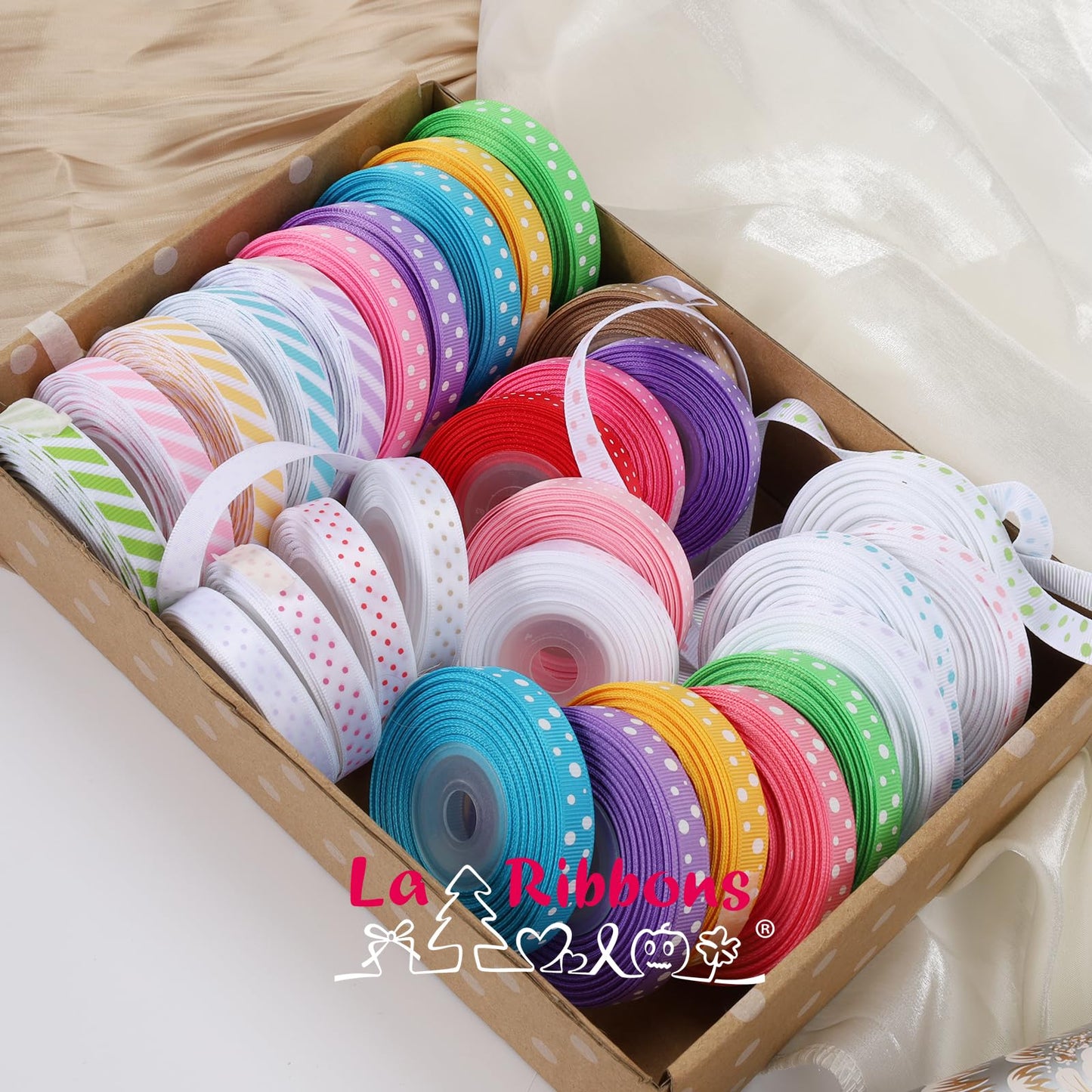 3/8 Inch 100 Yards Grosgrain Ribbon Set 10 Yd/Roll 10 Rolls Spring Easter Craft Ribbon for Gift Wrapping Floral Bouquets Wedding Party Decoration