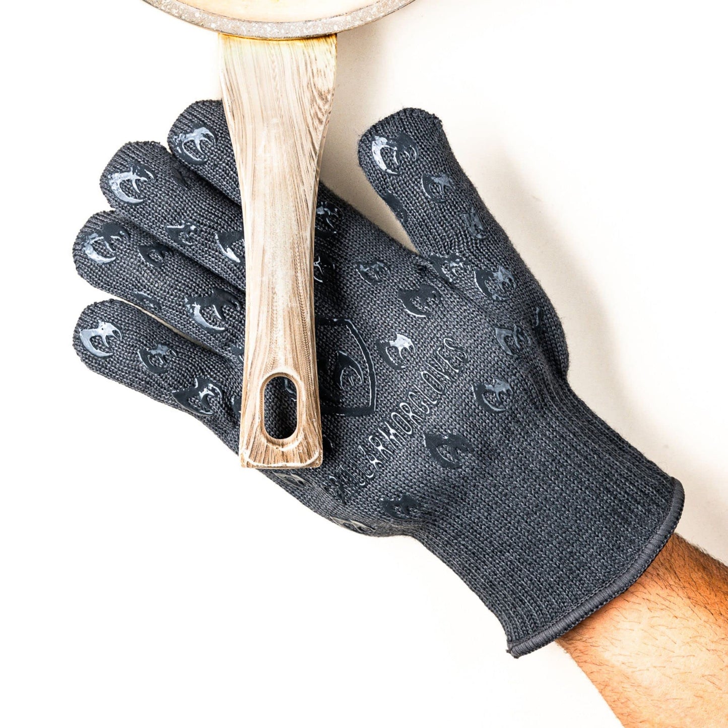 Oven Gloves with Fingers - 932°F Extreme Heat Proof and Cut Resistant Mitts for Kitchen, BBQ, Grill, Baking, Fire Pit - EN407 Certified with Non-Slip Silicone Grip and Cotton Lined for Comfort