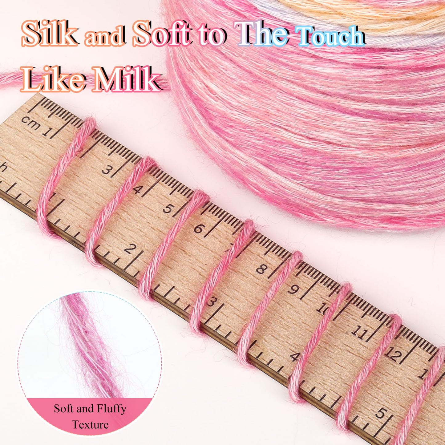 Katech Ombré Yarn for Crocheting-Gradient Cake Yarn-4x100g 60% Cotton 30% Acrylic 10% Wool-Ombre Multicolor Soft Rainbow Cotton Crochet Yarn for Scarves, Shawls, Blankets and Garments(J)