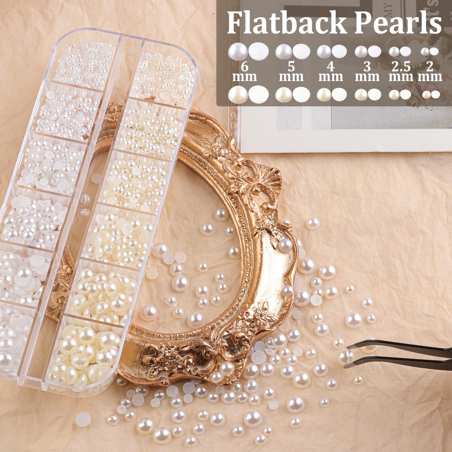 Flatback Face Gems Kits for Makeup with Glue, Round Glass Crystal AB & Clear Gems, Beige & White Pearls & 4 Colors Cosmetic Chunky Glitter with Dotting Tools, Eye Jewels for Body Make-up, Nail Art