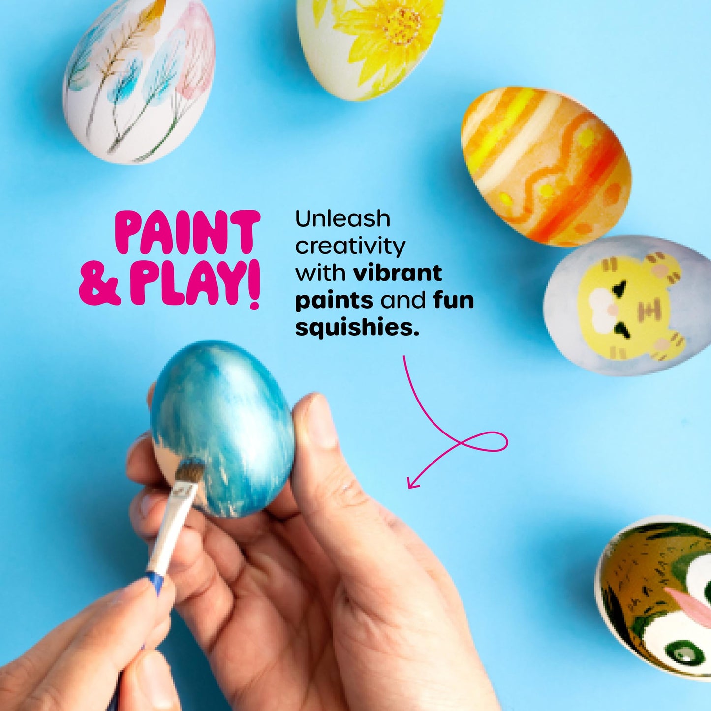 Easter Egg Squishy Painting Kit - Arts & Crafts for Girls and Boys - Kids Art Activities - Craft Gift for Kid Ages 6 7 8 9 10 Year Old Girl Gifts - Decorate 6 Slow Rising Squishies