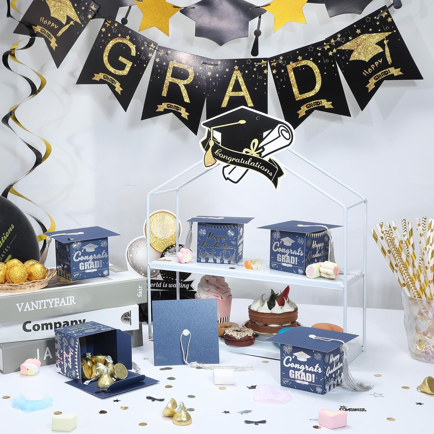 COTOPHER 36 Pack Mini Graduation Cap Gift Boxes with Tassel, Class of 2026 Graduation Candy Boxes Centerpieces for Tables Party Decorations, Small Treat Chocolate Box Graduate Favors Supplies