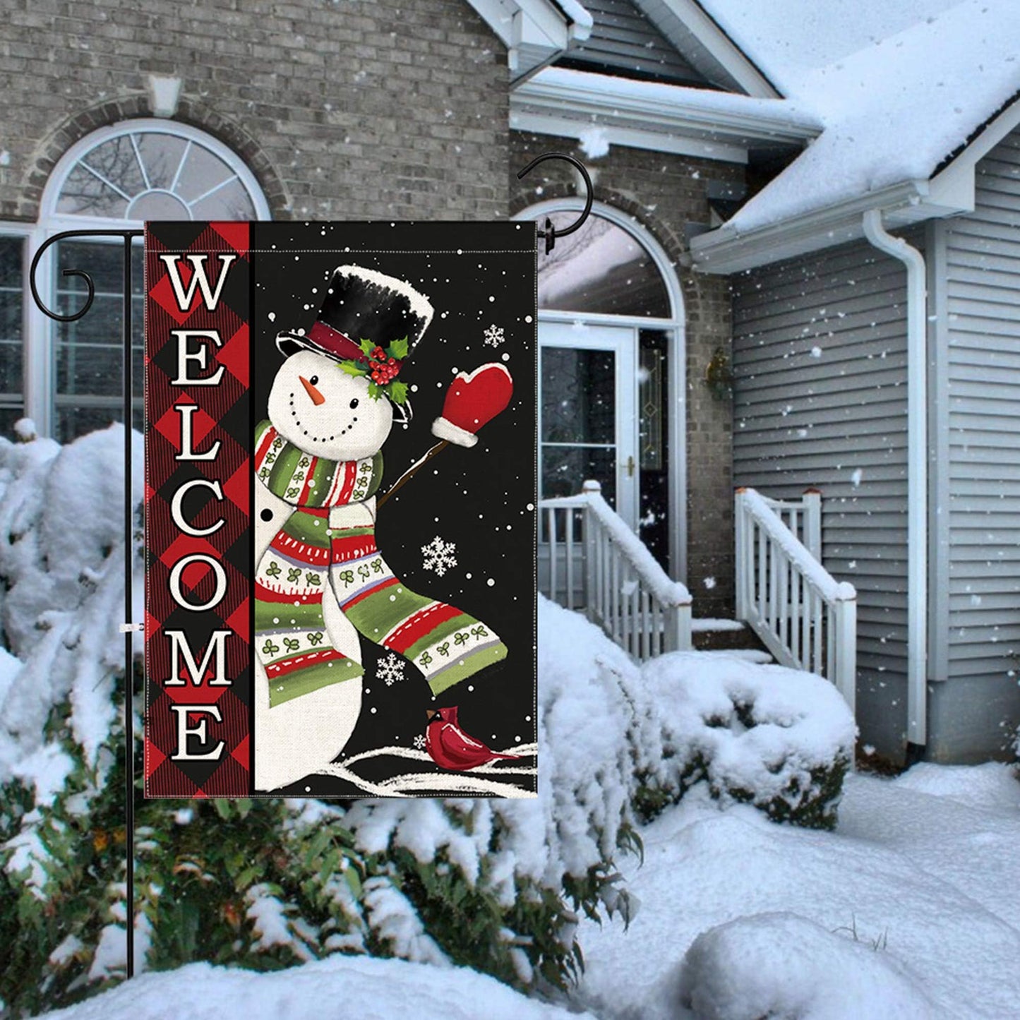 Hexagram Christmas Garden Flag, Christmas Flags 12 x 18 Double Sided, Winter Snowman Yard Flag Welcome for Outside Home Decor Outdoor