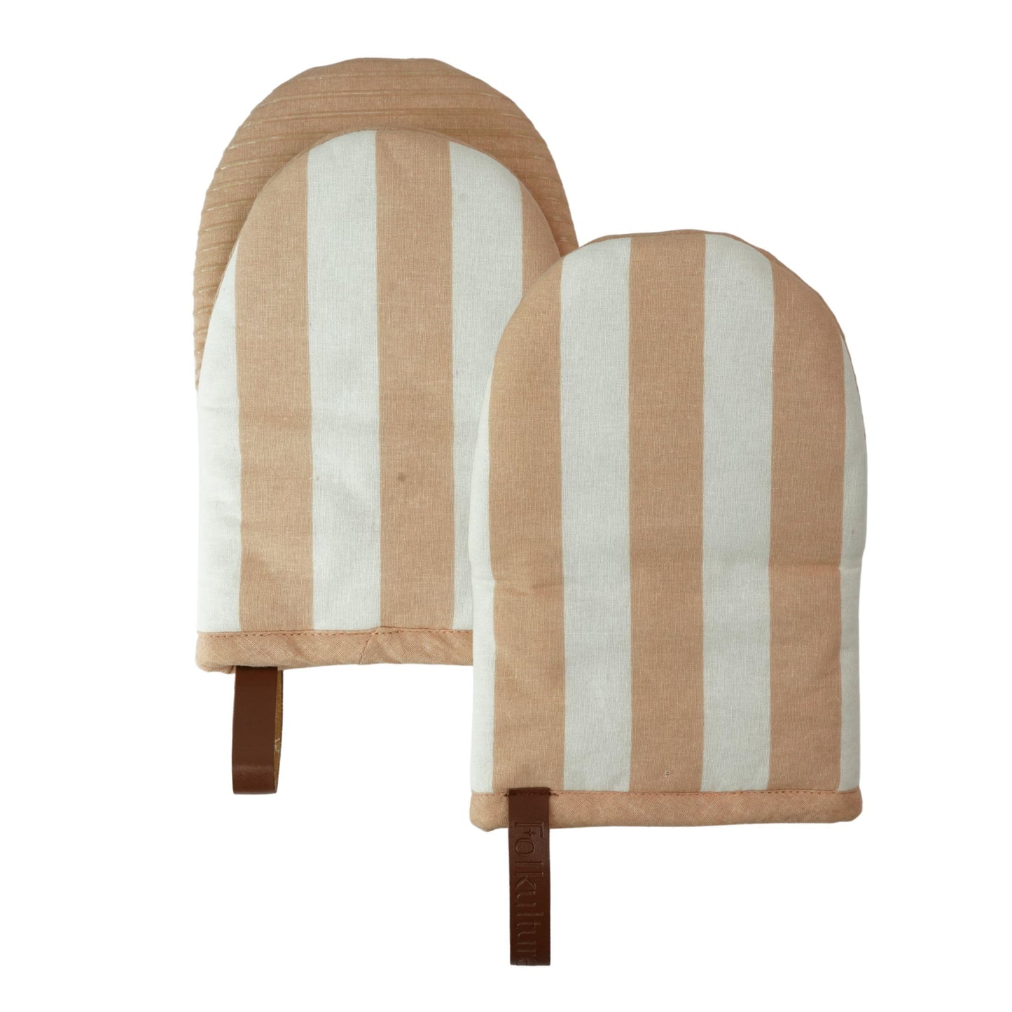 Mini Oven Mitts Heat Resistant | (5.75 x9) Set of 2 Latte Short Oven Mitts with Hanging Loop | 100% Cotton Oven Gloves | Kitchen Mittens, Latte Small Silicone Oven Mits
