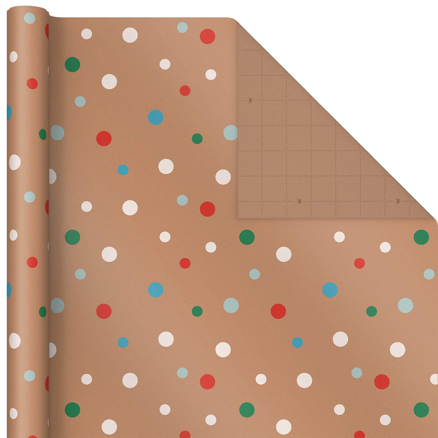 Kraft Christmas Wrapping Paper for Kids with Cut Lines on Reverse (4 Rolls: 88 sq. ft. ttl) Penguins, Santa, Snowmen, Polka Dots