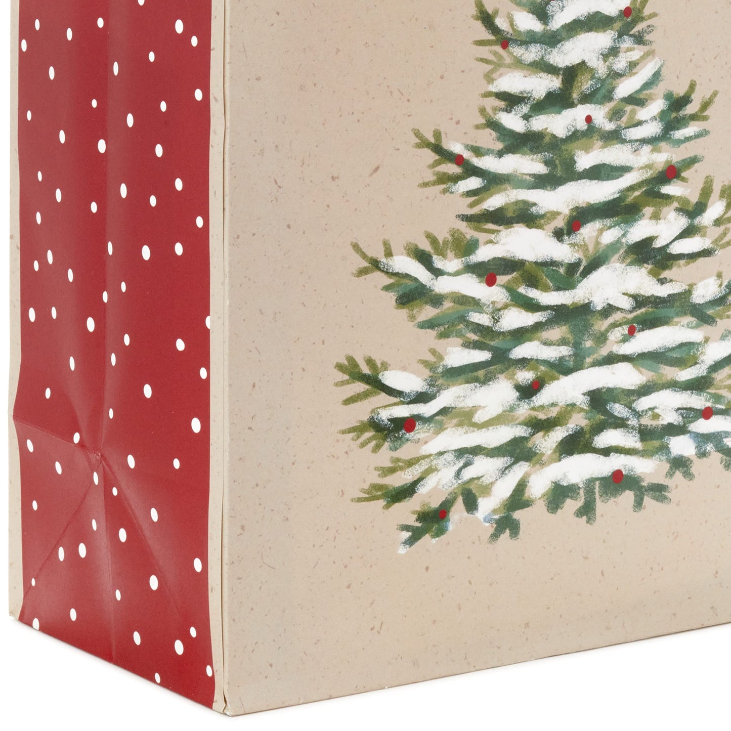 9" Medium Christmas Gift Bags (4 Bags: Snowy Tree, Rustic Farmhouse, Snowman, "Merry Christmas") in Gray, Red, White, Brown