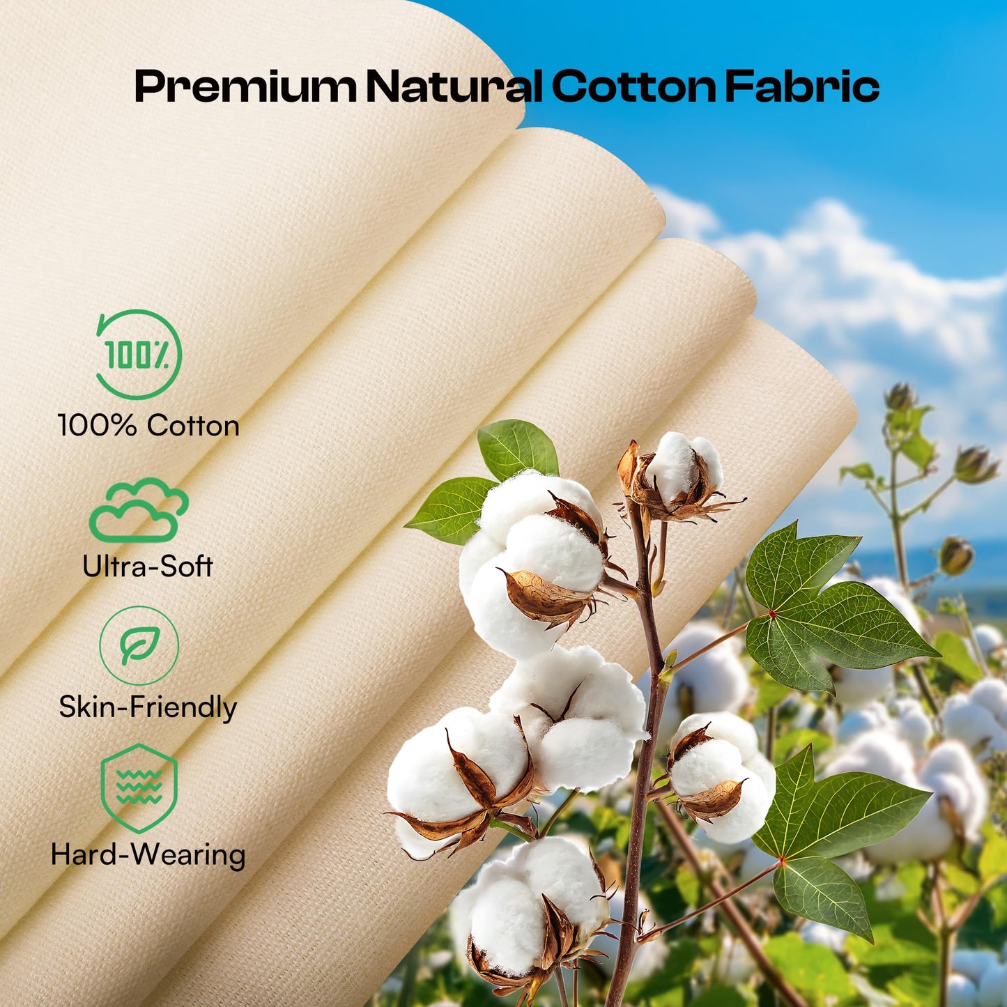 12 PCS Embroidery Fabric for Needlework Garment Craft, Pre-Cut Beige Embroidery Cloth, Natural Cotton Embroidery Cloth Fabric Squares (9.8 × 9.8 Inch)