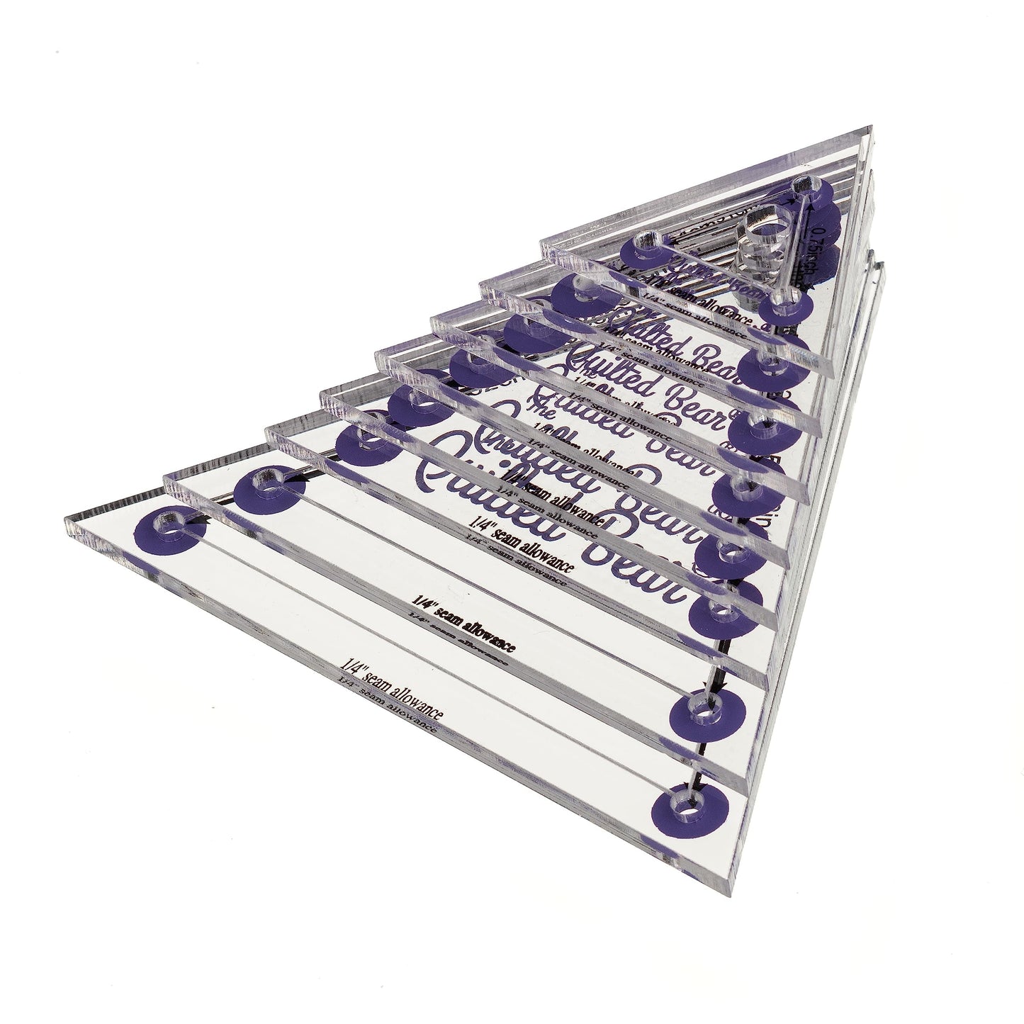The Quilted Bear Triangle Quilting Templates – 8 Clear Non-Slip Acrylic Quilt Templates for Precise Fabric Cutting & Stress-Free Machine Quilting - Ideal for Quilt & Sewing Supplies (¾–3")