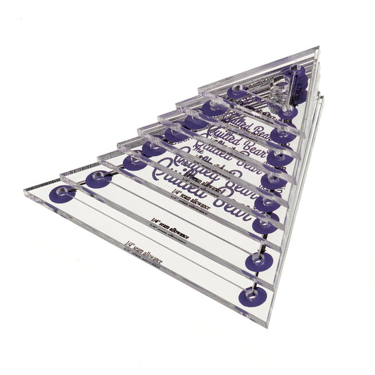 The Quilted Bear Triangle Quilting Templates – 8 Clear Non-Slip Acrylic Quilt Templates for Precise Fabric Cutting & Stress-Free Machine Quilting - Ideal for Quilt & Sewing Supplies (¾–3")