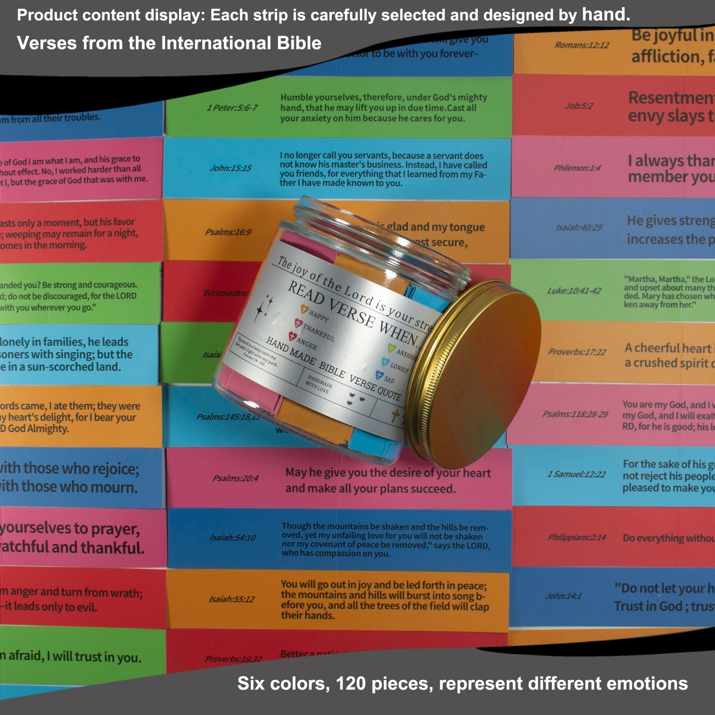 Bible Verse Jar 120 PCS,Read Me When For Emotion,Easter Gifts for kids,Birthday Christian Gifts For Women Men Kid Mom,Religious Gift,Prayer Jar, the Hope Jar,Baptisms,Bible Study Supplies