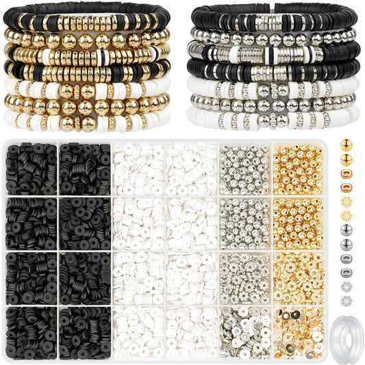 3000 Pcs Clay Beads Bracelets for Women Adults, Bracelet Making kit Golden Beads for Jewelry Making, Charms Bracelet Kit DIY Arts and Crafts Birthday Gifts Preppy