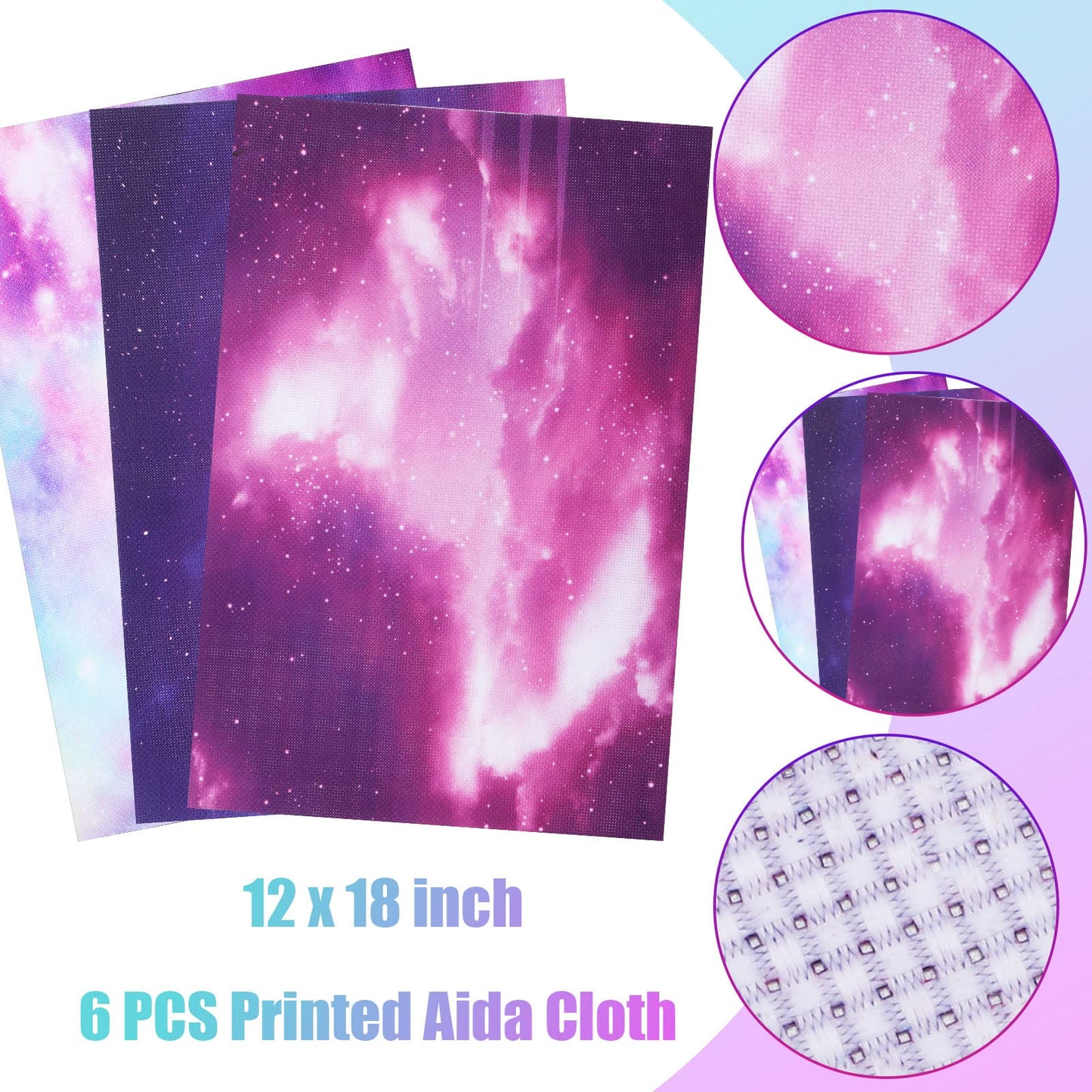 6 Pieces Aida Cloth 14 Count Embroidery Fabric 11.81 x 17.72 Inch Cross Aida Sky Printed Patterns Cross Cloth Embroidery for DIY Art Craft Handwork