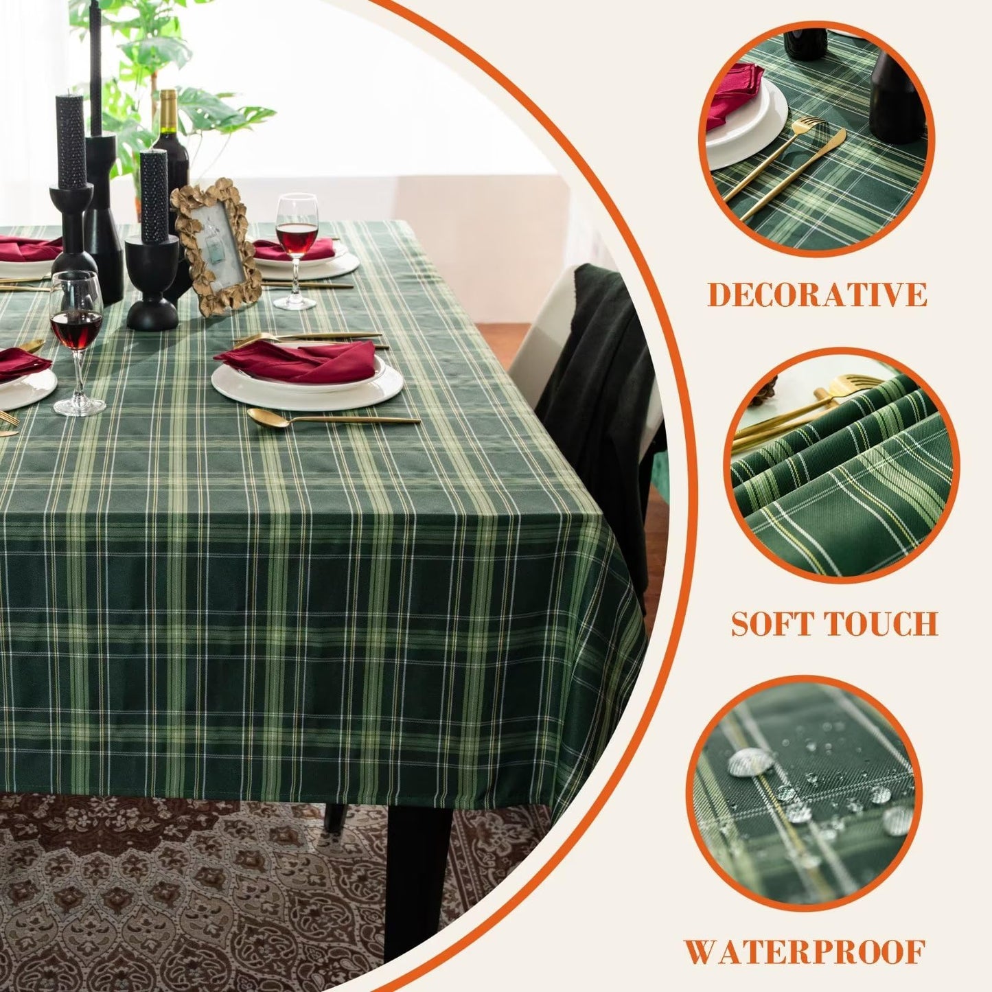 St. Patrick's Day Rectangle Table Cloth 60x84 inch - Decoration Holiday Tablecloth - Reusable Wipable Waterproof Fabric Table Linen Cover for Kitchen, Indoor and Outdoor