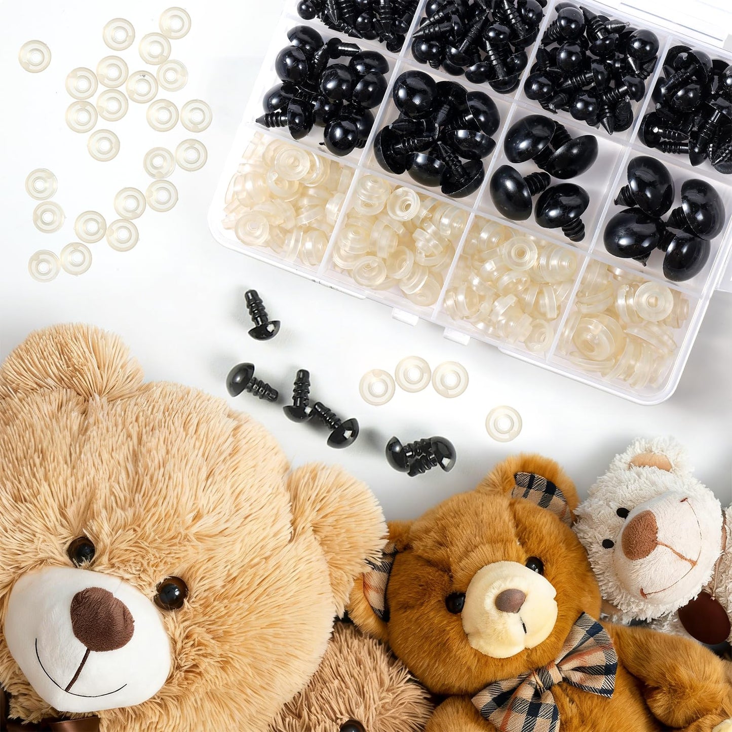 XKDOUS 6-18 mm, 8 Sizes Safety Eyes for Crocheting, Crochet Eyes for amigurumi, Stuffed Animal Doll Eyes for DIY Crafts