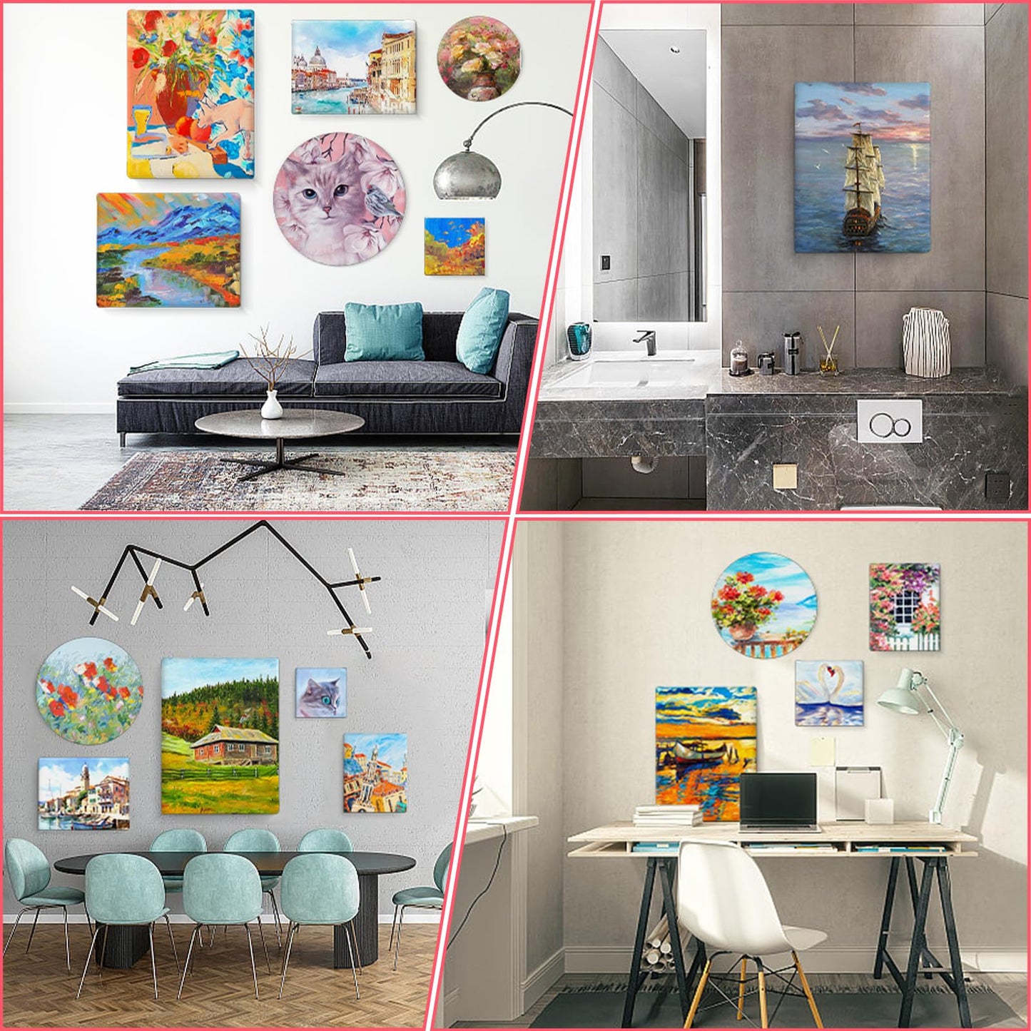 7 Packs Stretched Canvases for Painting,Multi Size 11x14, 9.44x12, 8x10, 5x7, 4x4, Round Canvas with 8x8,10x10, Primed Blank Canvas for Oil Paint, Acrylic Paint, Paint Canvas for Beginner, Artist.