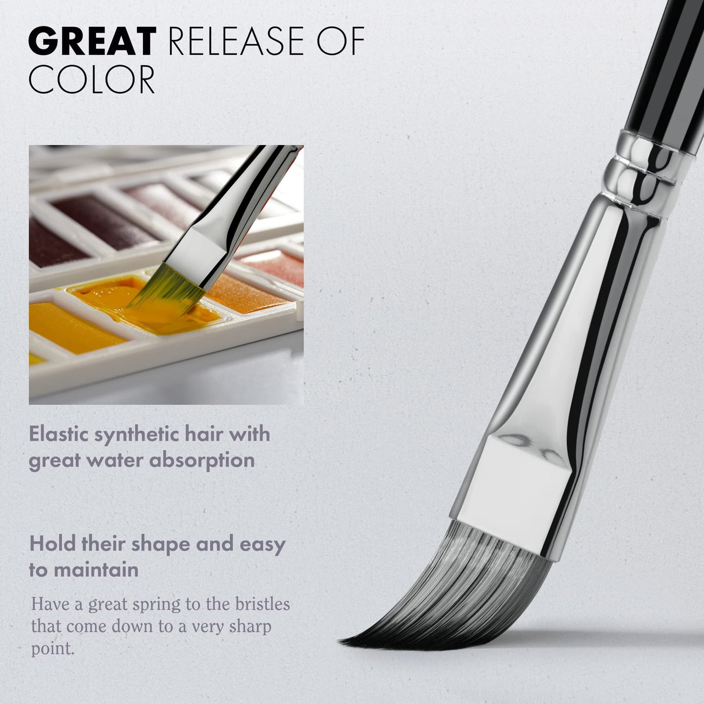 18 Piece Paint Brush Set, ARTIFY 15 Acrylic Paint Brushes, Palette Knife, and 2 Sponges, Professional Artist Paint Brushes for Acrylics, Watercolors, Gouache, Canvas, and Face Painting,Black