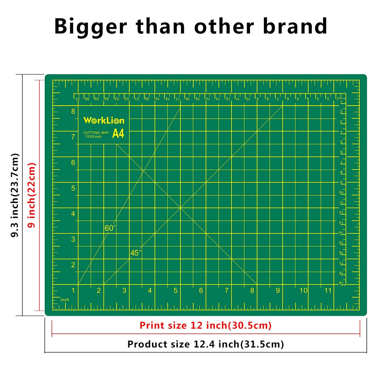 WORKLION Full 9" x 12" Art Self Healing PVC Cutting Mat, Double Sided, Gridded Rotary Cutting Board for Craft, Fabric, Quilting, Sewing, Scrapbooking Project…