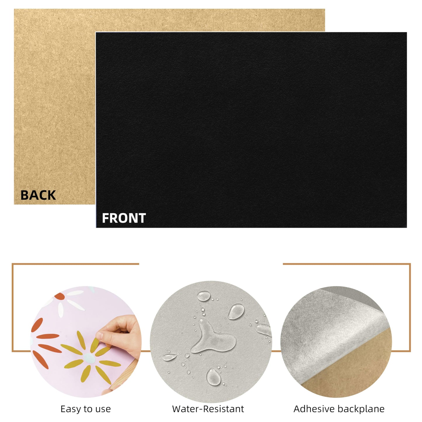 LCEAI 5PCS Self Adhesive Felt Sheet - Black Felt Sheets with Adhesive Backing for Drawer/Jewelry Box Liner (9" x 11")