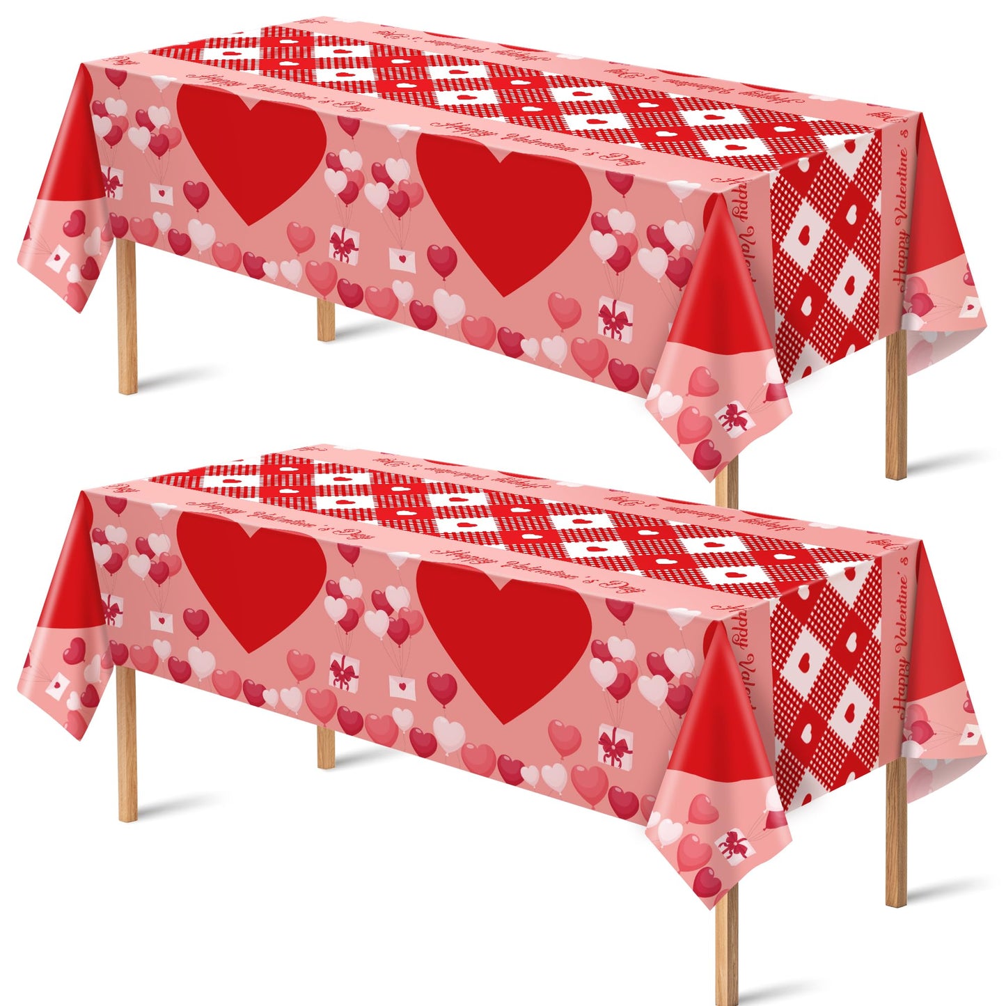 OHOME 2 Pack Valentines Day Decorations - Valentines Decor - Disposable Plastic Valentines Tablecloth | Valentine Decorations Indoor - Valentines Party Decorations Favors | Valentines Backdrop Banner