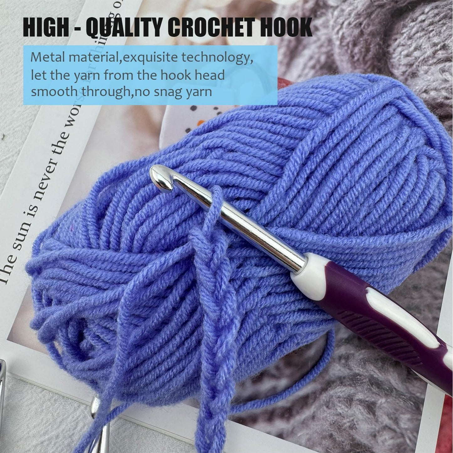 Weabetfu 13 Size Crochet Hook Set,2mm(B)-10mm(N) Ergonomic Crochet Hooks with Case,Extra Long for Arthric Hands,Soft Grip Crochet Hooks Needles for Beginners&Gift