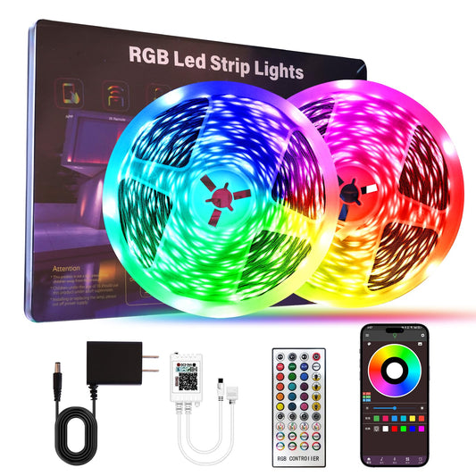 150 FT LED Strip Lights for Bedroom (2 Rolls 75 FT) with Remote and Application Controlled Smart LED Lights, Music Synchronized RGB Color Changing Light, Suitable for Room Party Decoration