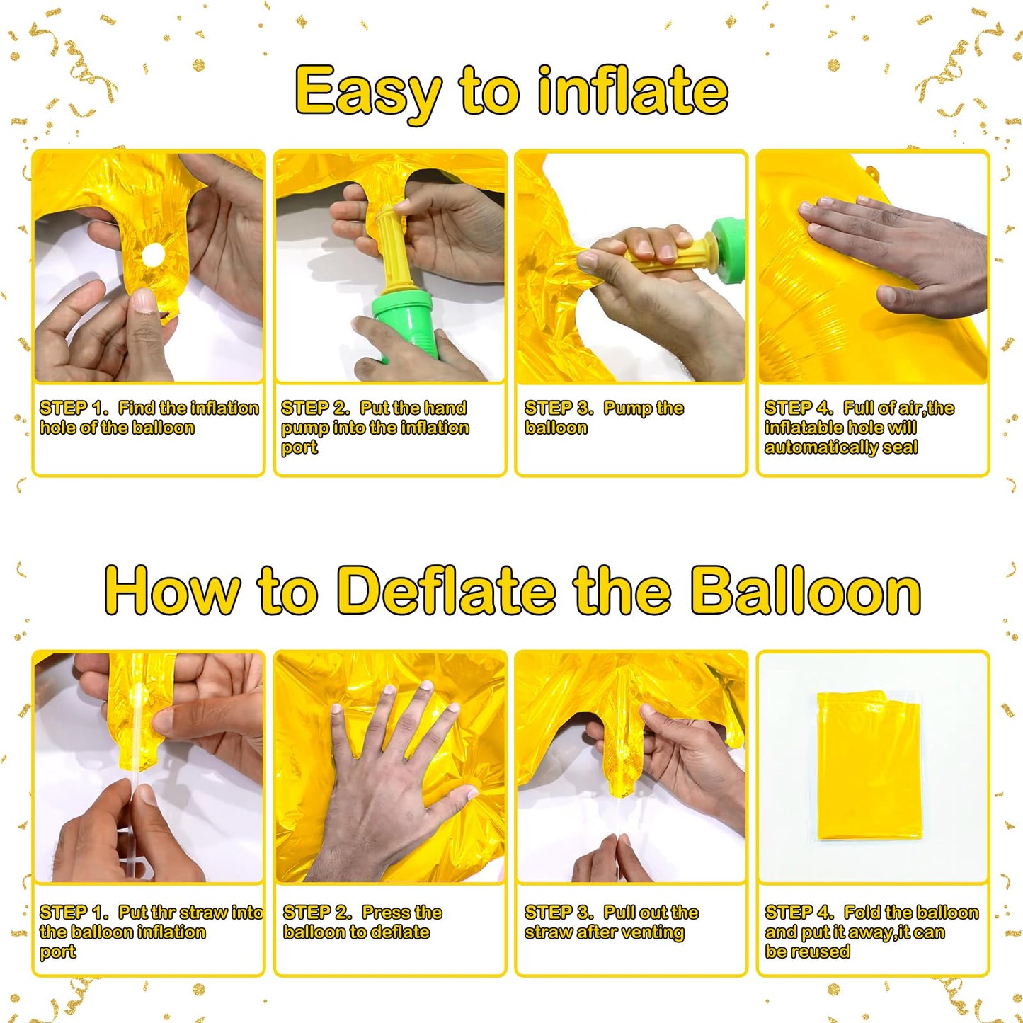 40 Inch Gold Number Balloons, Helium Mylar Foil Number Balloons for Birthday, Number 5 Balloon for 5st Birthday Decorations for Kids, Anniversary Party Decorations Supplies