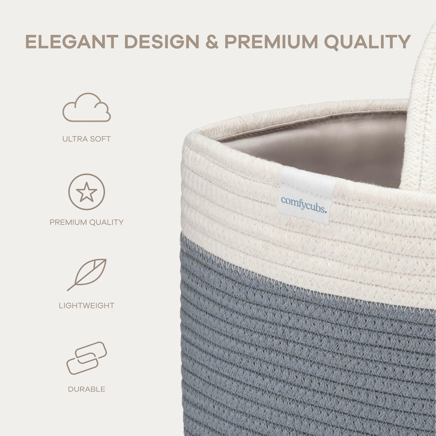 Comfy Cubs Rope Diaper Caddy Organizer 8.5" x 15" x 8" - Large Baby Diaper Basket with 3 Spacious Compartments - Stylish Cotton Baby Caddy Organizer for Diapers, Wipes & Essentials - Pacific Blue