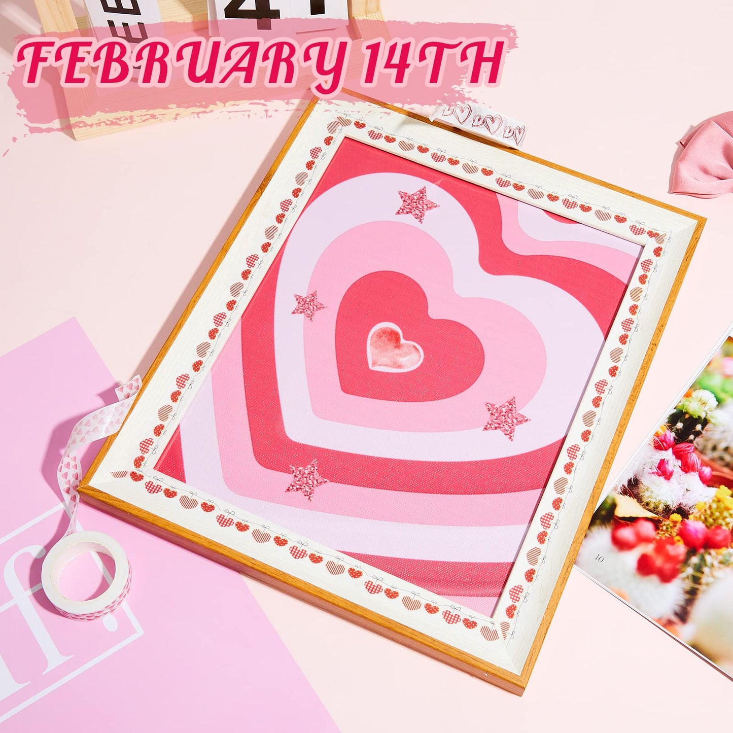 12 Rolls Valentine‘s Day Washi Tape Set 0.59 Inch by 23 Feet Decorative Washi Heart Tape Sweet Heart Masking Tapes Kawaii for Valentine Scrapbook Wedding Anniversary Decoration Party Supply