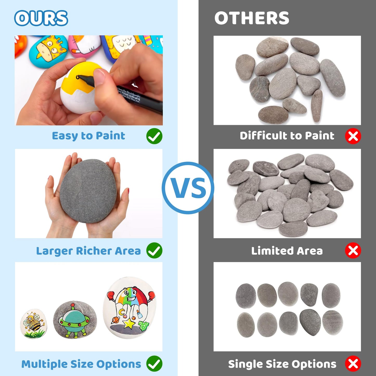 DALTACK 24 Pcs Large Rocks for Painting, Natural Flat River Rocks, 3-4 Inch Smooth Stones for DIY Crafts, Kindness Rocks, Home Decor and Handmade Gifts