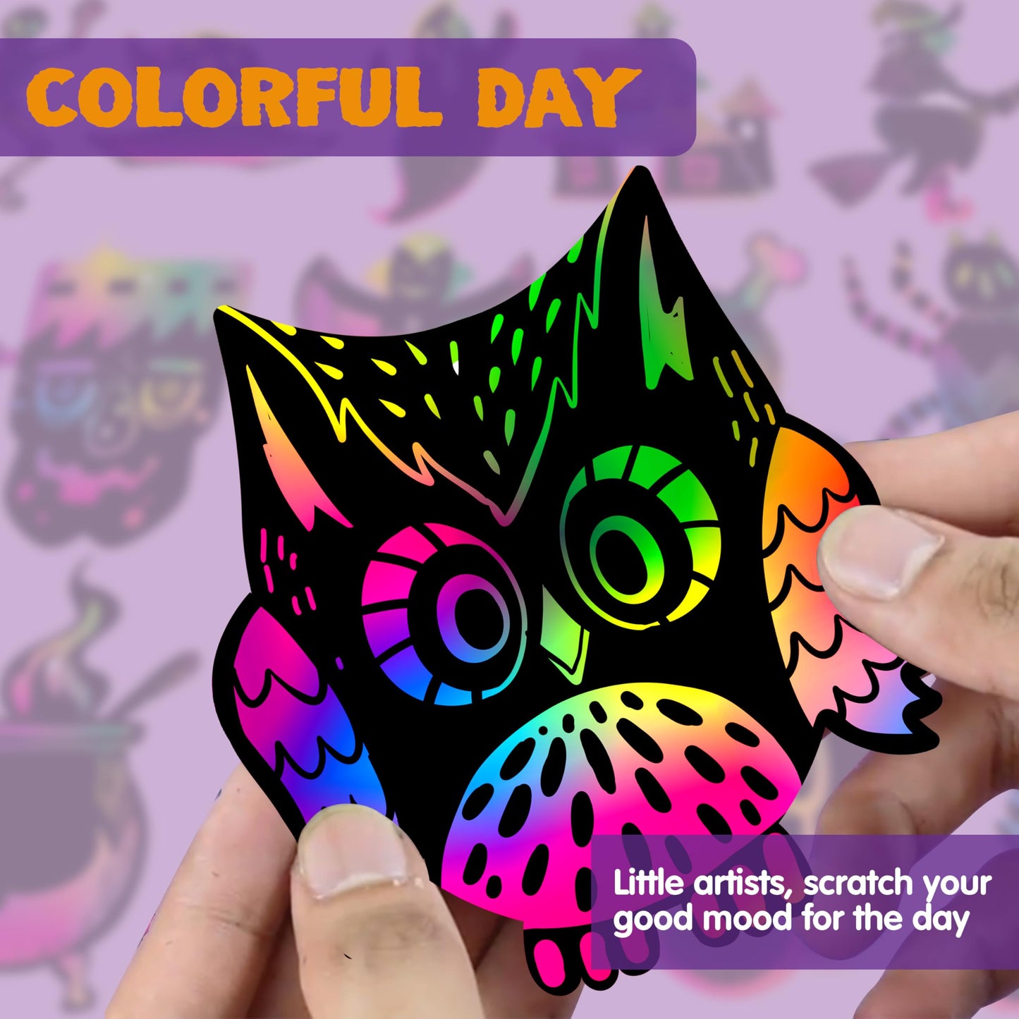 36 Pcs Halloween Rainbow Scratch Paper Art Crafts for Kid, Halloween Party Favors, Scratch Off Cards with 18 Designs for Party Supplies, Classroom Activities Game Goodies Gifts (Age 3+)