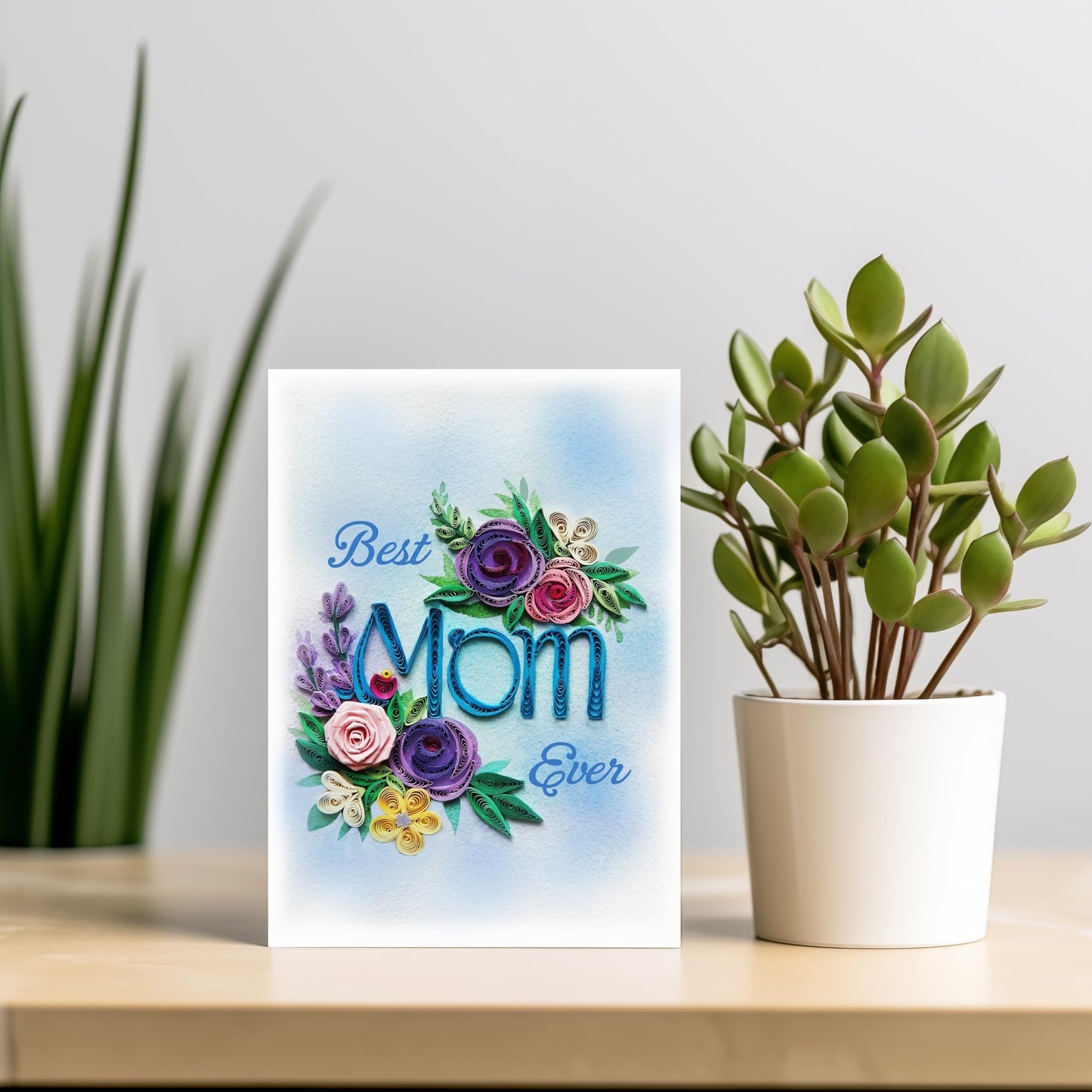 QUILLCRAFT Mother's Day Card, Best Mom Ever Quilled Quilling Card, Birthday, Thank You, Mothers Day, 3D Artful Greeting Card with Envelope, for Mother Daughter Sister Grandma (Mom)
