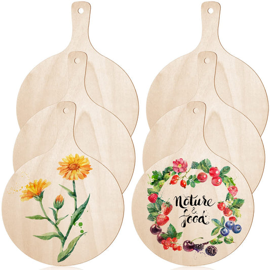 Yulejo 6 Pcs Mini Wooden Cutting Board Craft with Handle