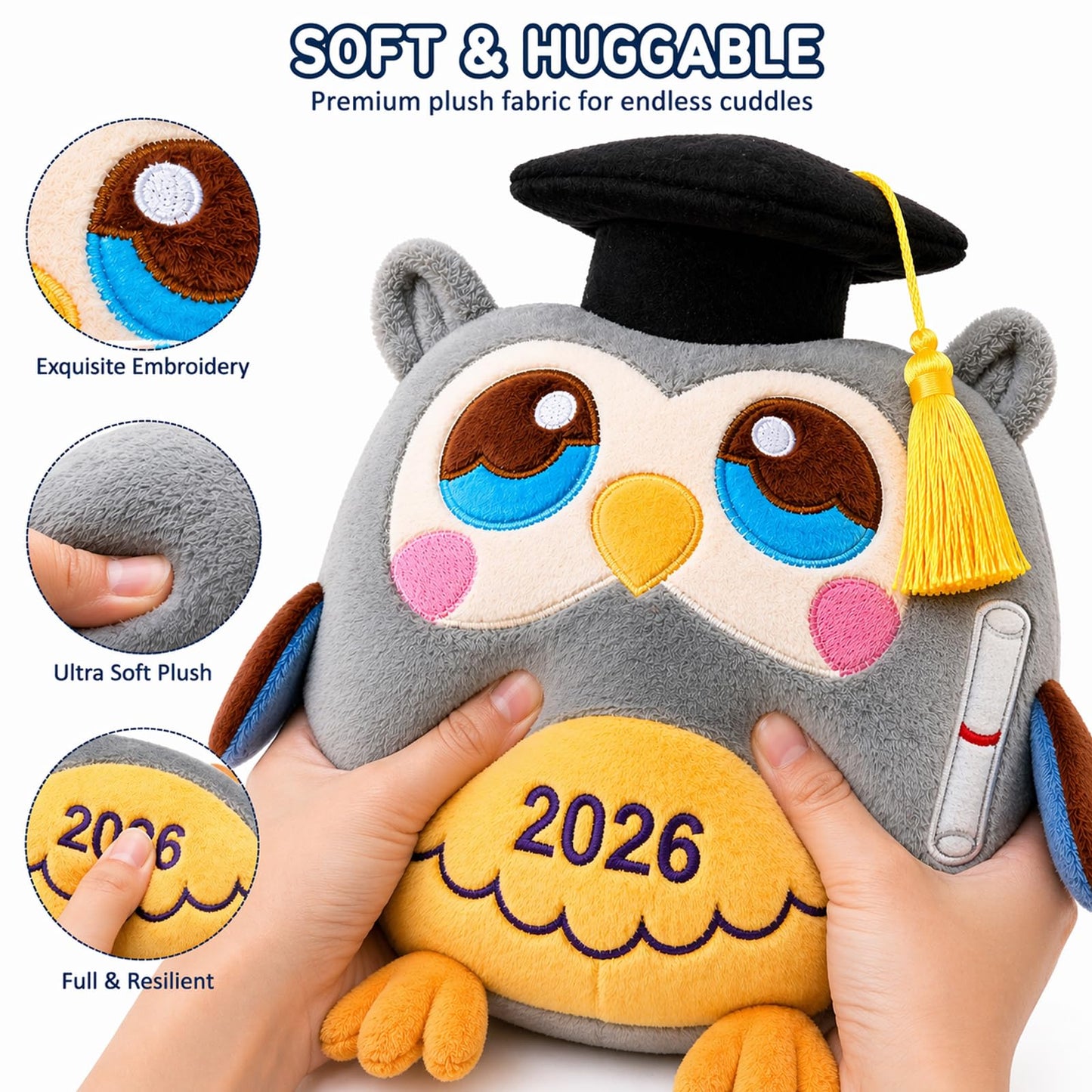 Rdogeia Graduation Stuffed Animal 2026,11.8" Graduation Owl Plush Stuffed,Kindergarten Graduation Gifts for Kids Boys Girls,Class of 2026 Kindergarten Preschool,with Black Cap