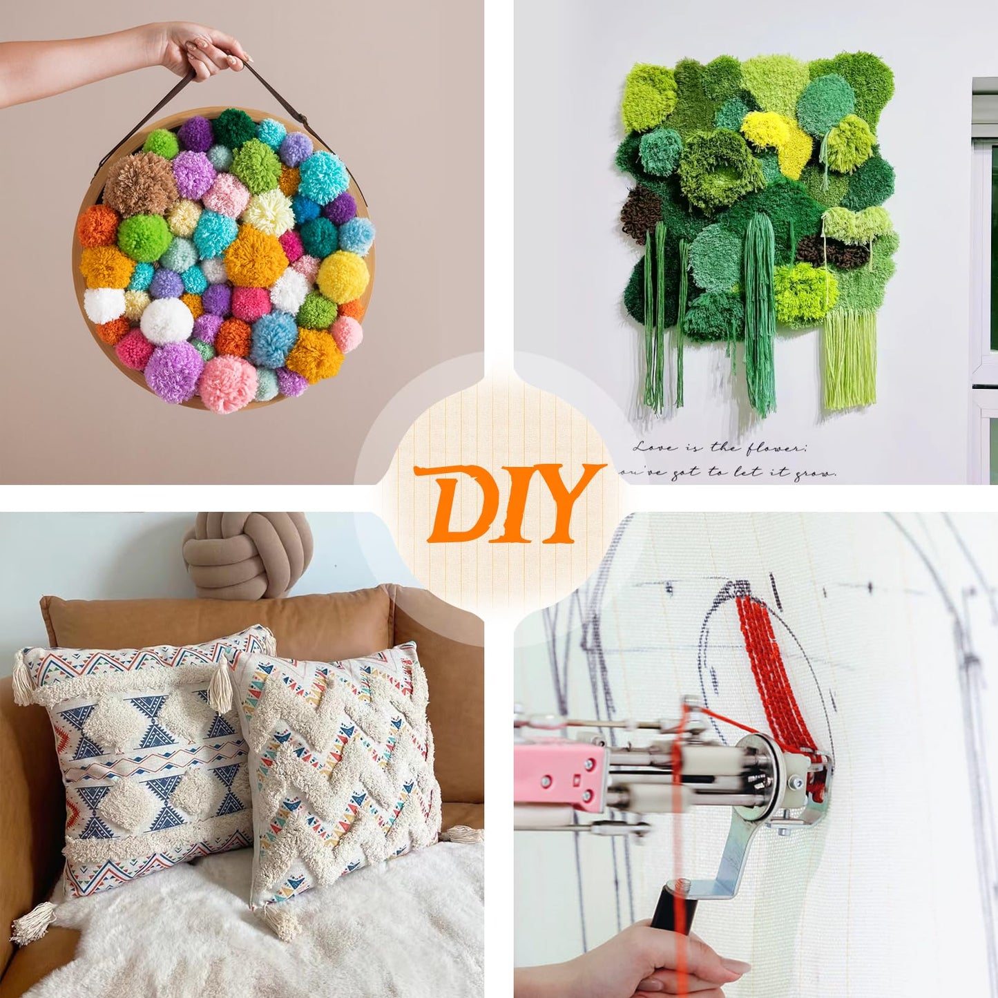 40" × 40" Large Overlocking Tufting Cloth with Marked Lines- Primary Monk's Cloth Punch Needle Fabric for DIY Rug-Punch Tufting Gun