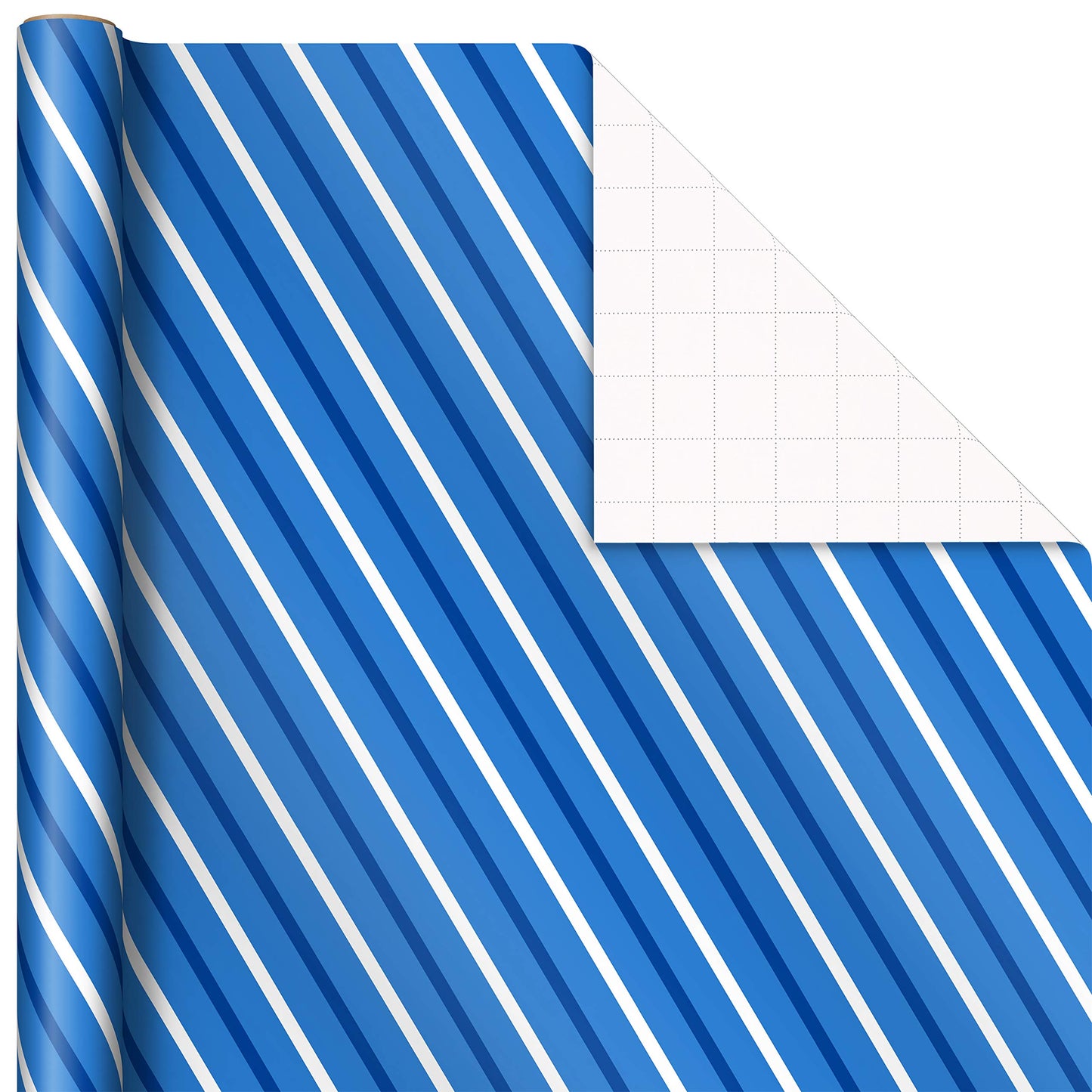 Arts Blue Christmas Wrapping Paper with Cut Lines on Reverse (4 Rolls: 120 sq. ft. ttl) Snowmen, Snowflakes, Blue and White Stripes
