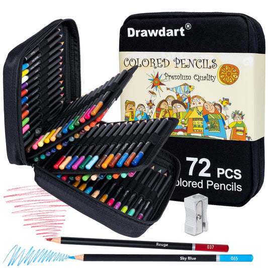 Colored Pencils for Adult Coloring, 72-Color Professional Soft Core Drawing Sketching Shading Pencils Set with Zipper Case, Coloring Pencils for Adults, Artists, Professionals and Colorists