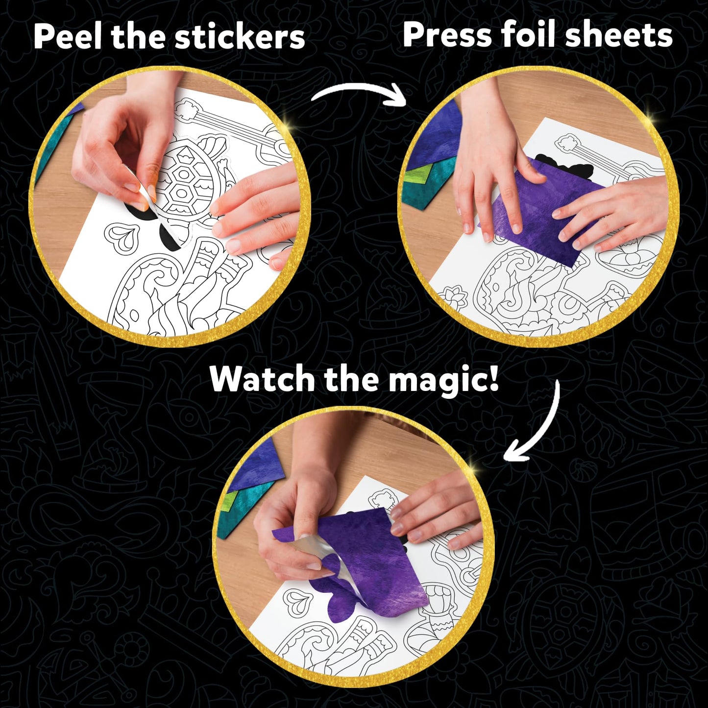 Foil Fun - Pretty Patterns, 18 DIY Magnets Mess-Free Art, Colorful Creative Party Activity, Craft Kits, 60+ Foam Stickers, Easter Gifts for Kids, Teens, Adults, Families
