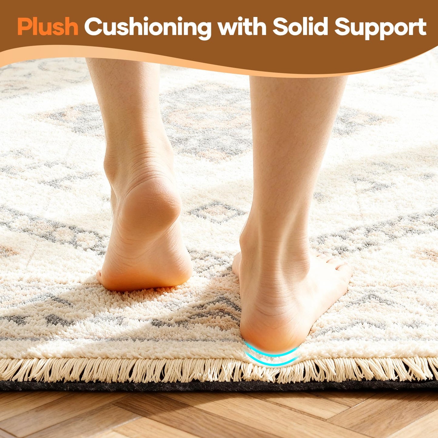 Non Slip Cushioned Rug Pad Gripper 8 x 10 Ft, Felt and Silicone Backing, 1/4 inch Thick Carpet Liner for Hardwood Floors and Finishes, Under Area Rugs Anti Skid Mat, Keep Rugs Safe and in Place
