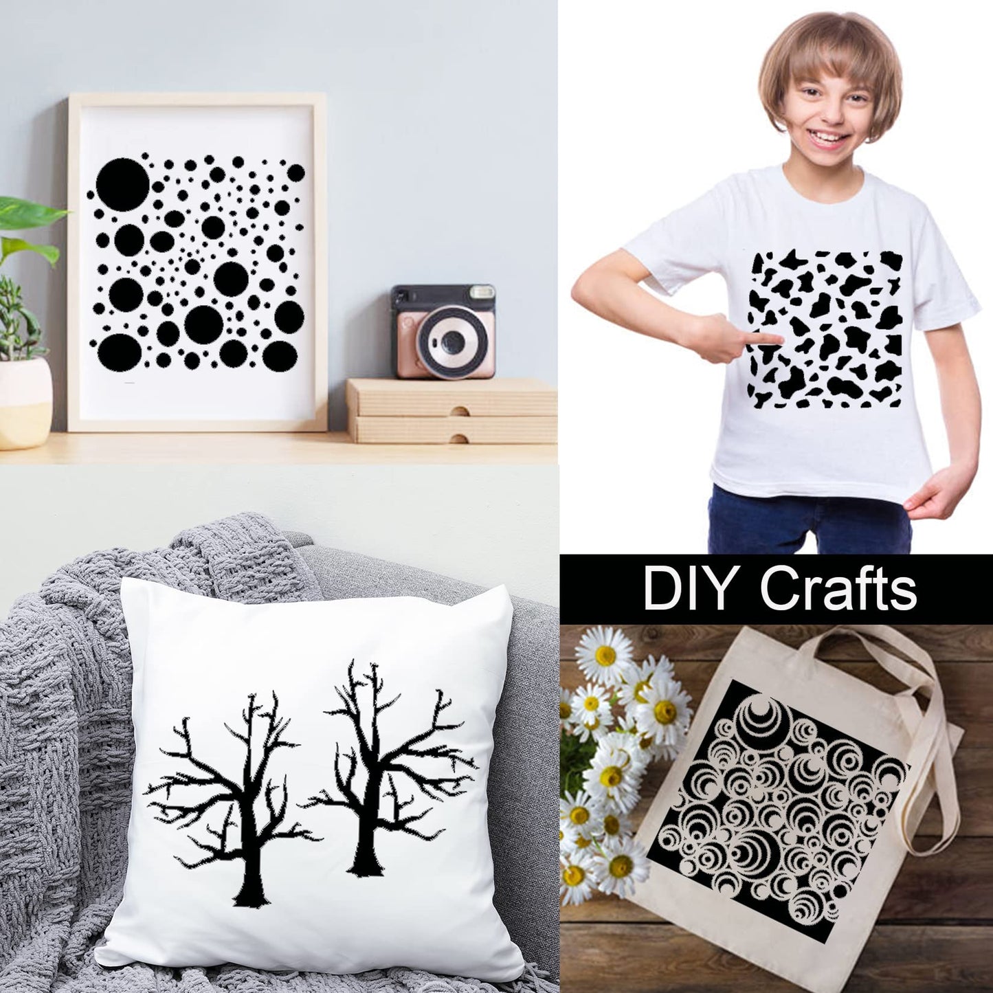 14 Pcs Layering Mixed Media Stencils Leopard Diamond Spirals Cubist Templates Geometric Patterns Stencils for Painting on Walls Canvas DIY Craft Scrapbooking Stamp Decor Card Making (6x6inch)