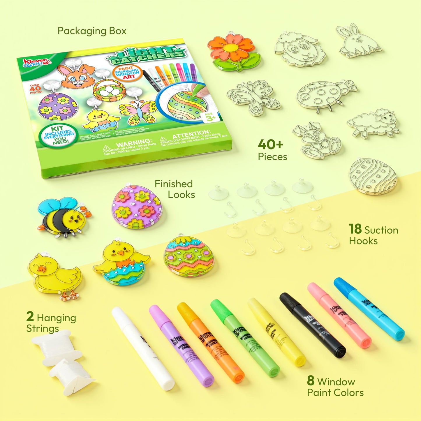 18 Pcs Easter Suncatchers Crafts Set, Suncatcher Window Art Craft Kit for Kids Art & Home School Activities Party Favor Easter Party Supplies