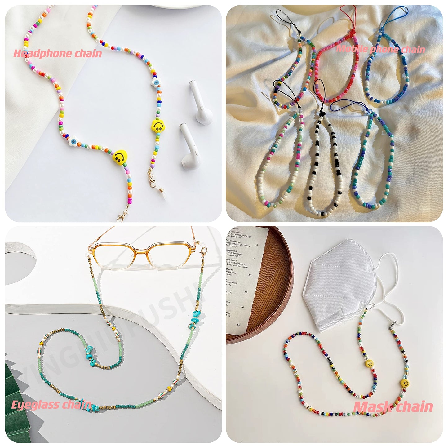 8600 pcs 4mm 6/0 48 Colors Glass Seed Beads, Charms Bracelet Jewelry Making Beads Kit Gifts Small Craft Glass Beads with Beading Elastic String for Bracelets Earrings Necklaces Making（48 Colors）