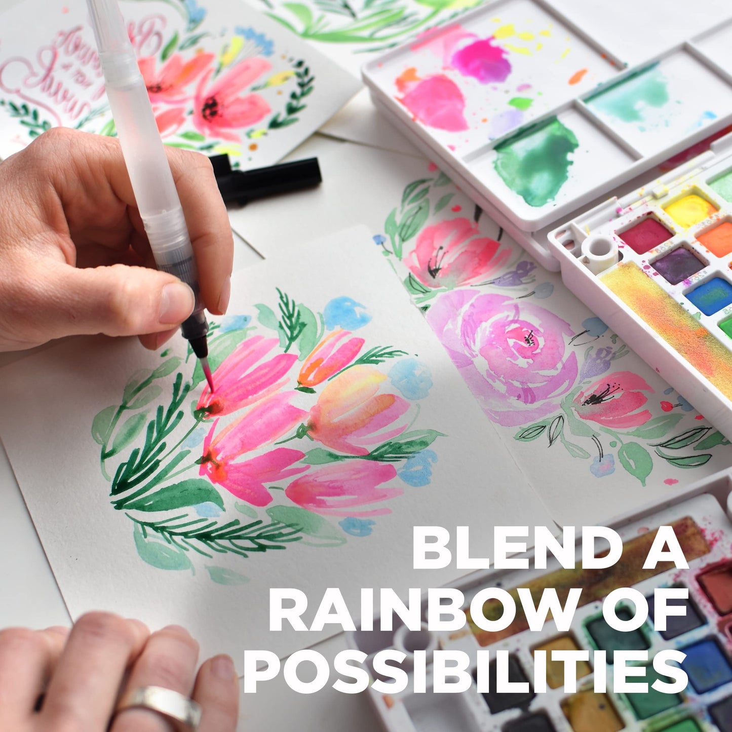 SAKURA Koi Pocket Field Sketch Kit - Watercolor Sets for Painting On the Go - 12 Colors - 1 Water Brush - 1 Sponge - 1 Palette